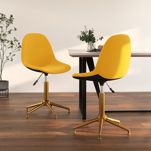 vidaXL Chaises &agrave; manger pivotantes lot de 2 jaune moutarde velours