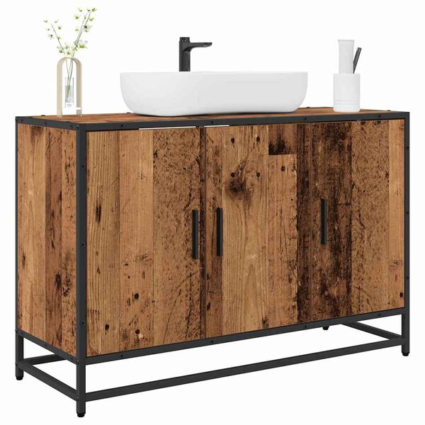 vidaXL Cabinet de salle de bain avec porte Bois Ancien 90 x 33 x 60 cm