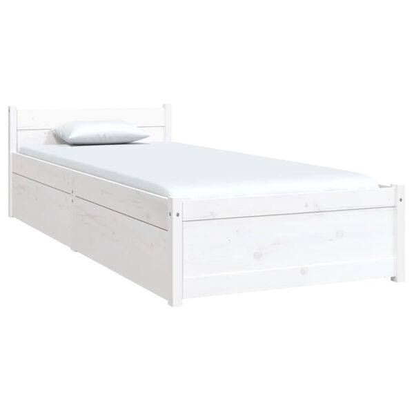 vidaXL Cadre de lit sans matelas avec tiroirs blanc
