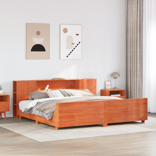 vidaXL Cadre de lit sans matelas cire marron 180x200cm bois pin massif