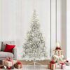 vidaXL Sapin de No&euml;l artificiel pr&eacute;-&eacute;clair&eacute; Argent 210 cm PET