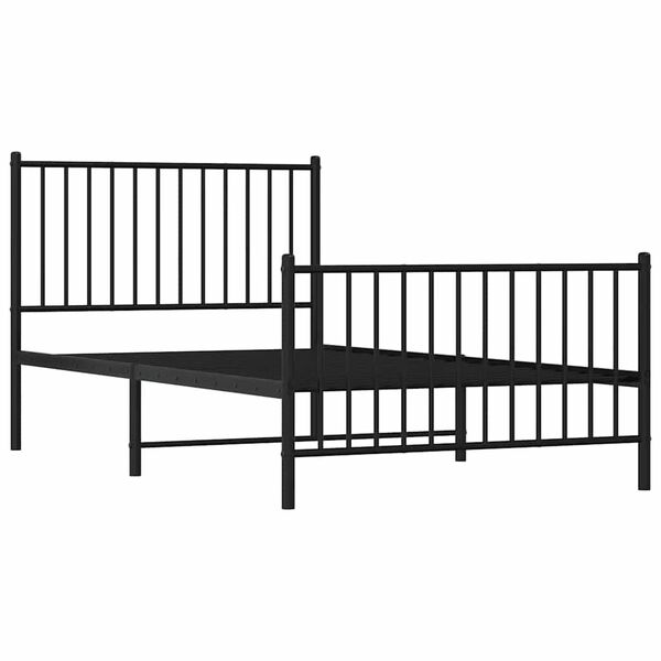 vidaXL Cadre de lit m&eacute;tal sans matelas avec pied de lit noir 100x190cm