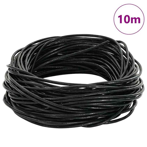 vidaXL Corde en Cuir Noir &Oslash;1,5 mm x 10 m Cuir