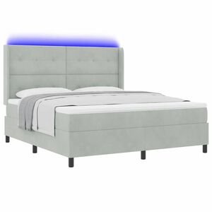 vidaXL Lit &agrave; ressorts avec matelas Gris clair 180 x 200 cm Velours