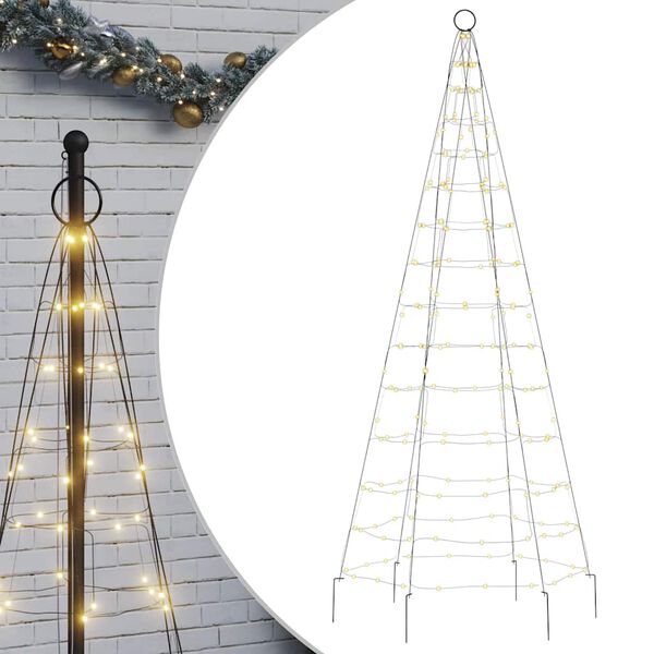 vidaXL Sapin de No&euml;l &agrave; LED sur m&acirc;t de drapeau 200 LED blanc 180 cm