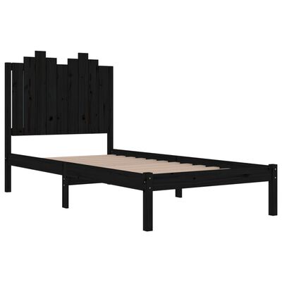 vidaXL Cadre de lit Noir Bois de pin massif 75x190 cm Petit simple