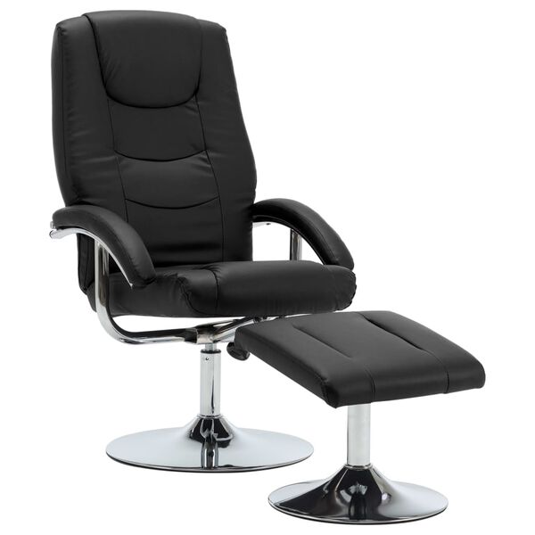 vidaXL Fauteuil inclinable avec repose-pied Noir Similicuir