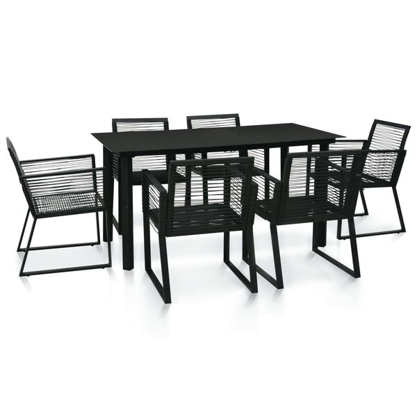 vidaXL Ensemble &agrave; manger d'ext&eacute;rieur 7 pcs Rotin PVC Noir