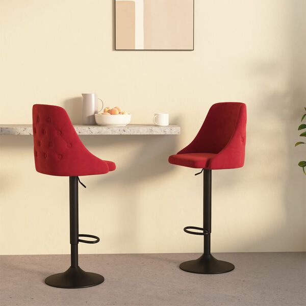 vidaXL Tabourets de bar lot de 2 rouge bordeaux velours