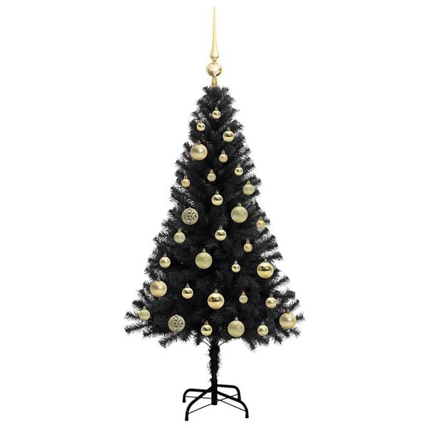 vidaXL Sapin de No&euml;l avec 150 LED avec support Noir 120 cm PVC