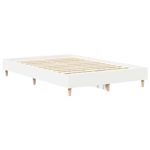 vidaXL Cadre de lit Blanc 137 x 190 cm Bois d'ing&eacute;nierie