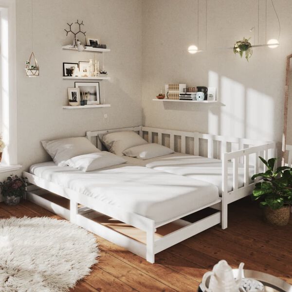 vidaXL Lit coulissant sans matelas 2x(90x200) cm blanc