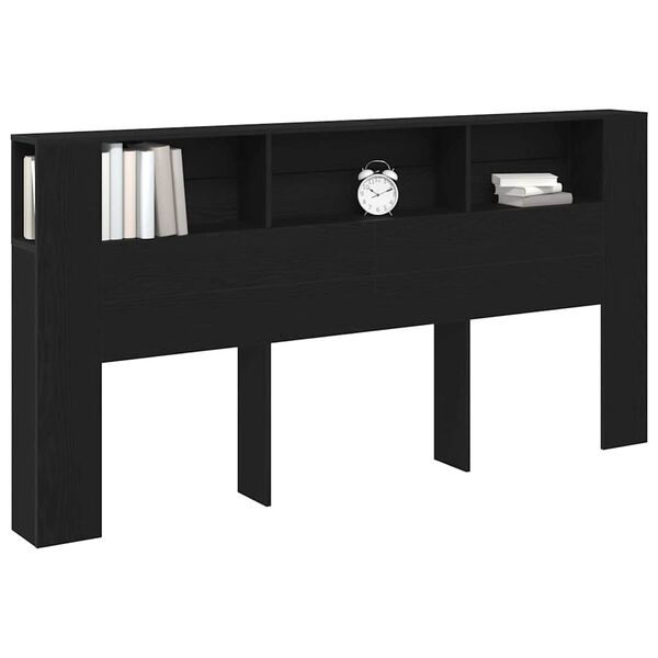 vidaXL Cabinet de Tête de Lit Chêne noir 200 x 18,5 x 104,5 cm