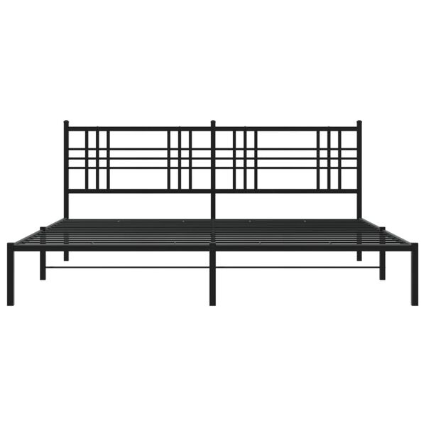 vidaXL Cadre de lit m&eacute;tal sans matelas avec t&ecirc;te de lit noir 183x213cm