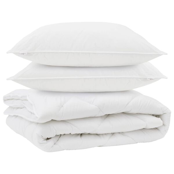 vidaXL Duvet toutes saisons avec oreiller 3 pcs Blanc Microfibre