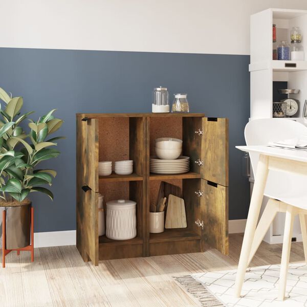 vidaXL Buffets 2 pcs Ch&ecirc;ne fum&eacute; 30x30x70 cm Bois d'ing&eacute;nierie