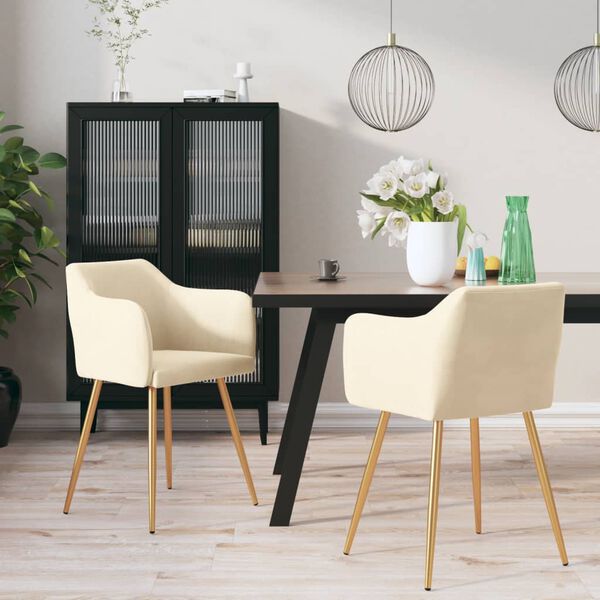 vidaXL Chaises &agrave; manger lot de 2 Cr&egrave;me Velours