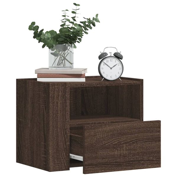 vidaXL Table de chevet murale ch&ecirc;ne marron 45x30x35 cm