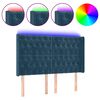 vidaXL T&ecirc;te de lit &agrave; LED Bleu fonc&eacute; 163x16x118/128 cm Velours