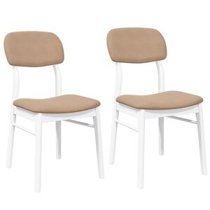 vidaXL Chaises &agrave; manger coussins 2 pcs blanc bois massif caoutchouc