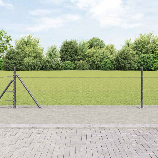 vidaXL Cl&ocirc;ture avec poteaux Gris 0.5 x 50 m Acier recouvert de PVC