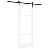 vidaXL Porte coulissante 83 x 202 cm Bois de pin massif et verre Blanc