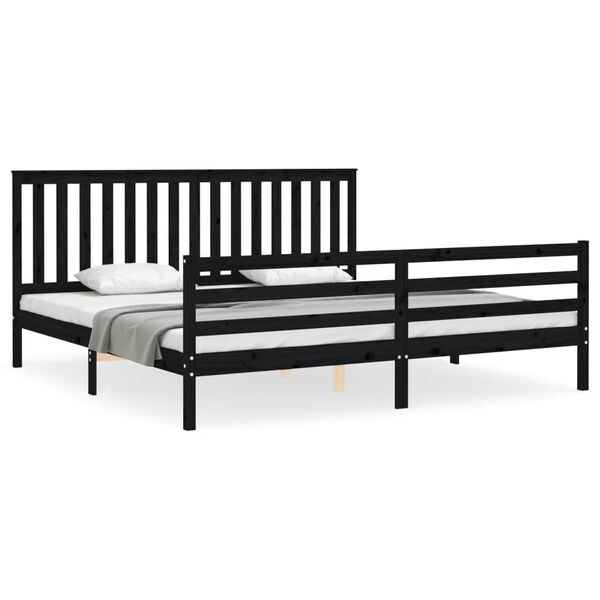 vidaXL Cadre de lit sans matelas noir 200x200 cm bois massif