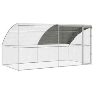 vidaXL Cage &agrave; poules avec 1 porte 2 pi&egrave;ces Argent&eacute; 400x200x200cm