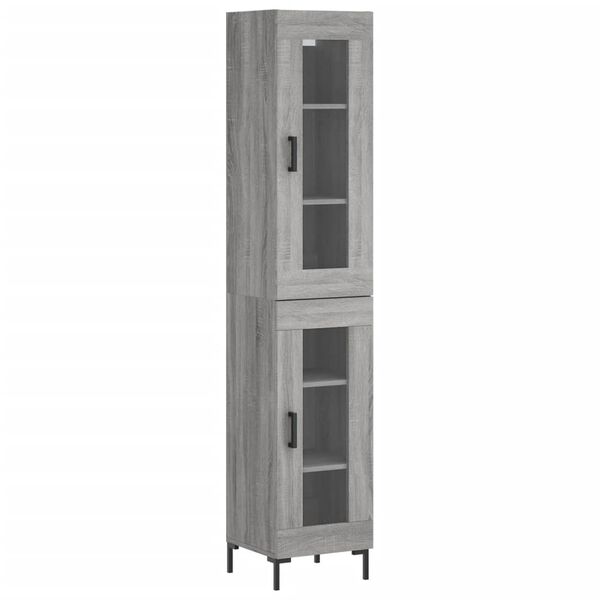 vidaXL Buffet haut Sonoma gris 34,5x34x180 cm Bois d'ing&eacute;nierie