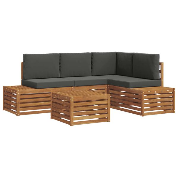 vidaXL Ensemble de canap&eacute;s d'ext&eacute;rieur 5 Pi&egrave;ce Naturel et Anthracite