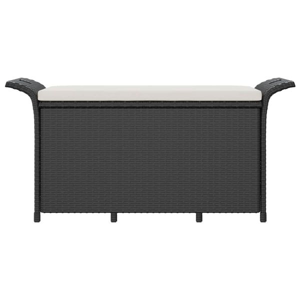 vidaXL Banc de jardin avec coussin noir 116x46x57 cm r&eacute;sine tress&eacute;e