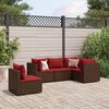 vidaXL Salon de jardin 5 pcs avec coussins Marron Résine tressée