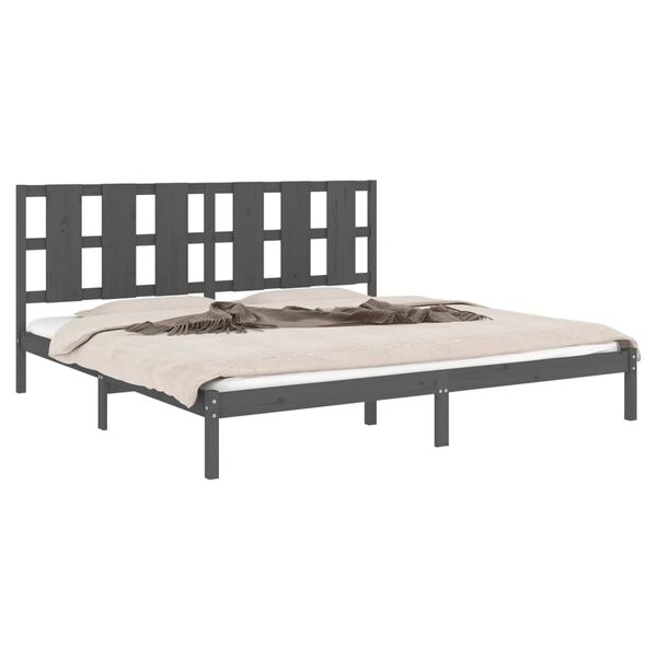 vidaXL Cadre de lit sans matelas gris 200x200 cm bois massif de pin
