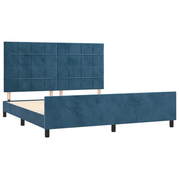 vidaXL Cadre de lit sans matelas bleu fonc&eacute; 160x200 cm velours