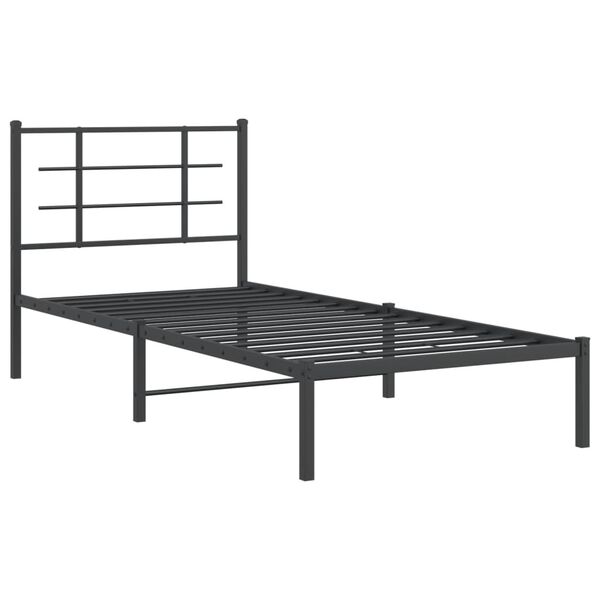 vidaXL Cadre de lit m&eacute;tal sans matelas avec t&ecirc;te de lit noir 90x200 cm