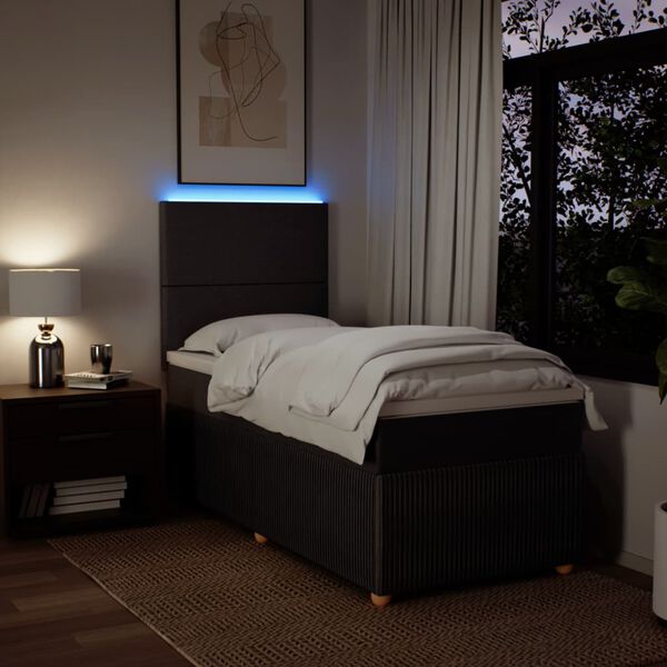 vidaXL Sommier &agrave; lattes de lit avec matelas Marron fonc&eacute; 90x200 cm