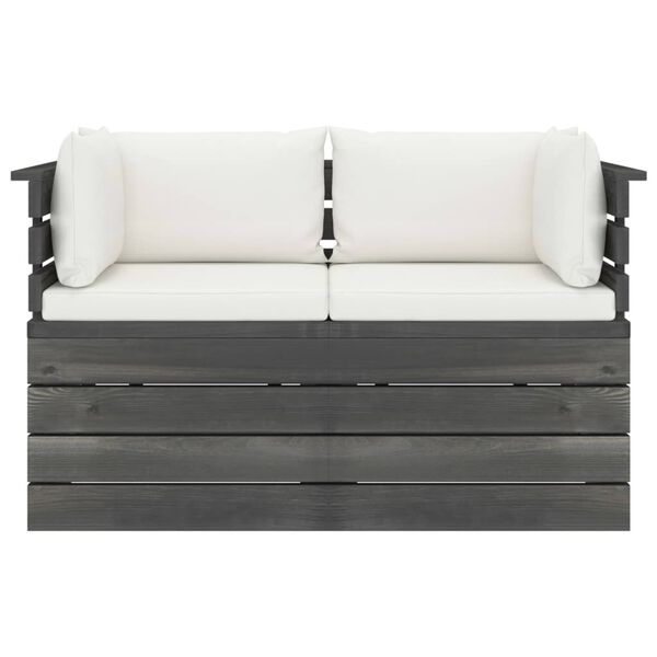 vidaXL Canap&eacute; palette de jardin 2 places avec coussins Bois de pin