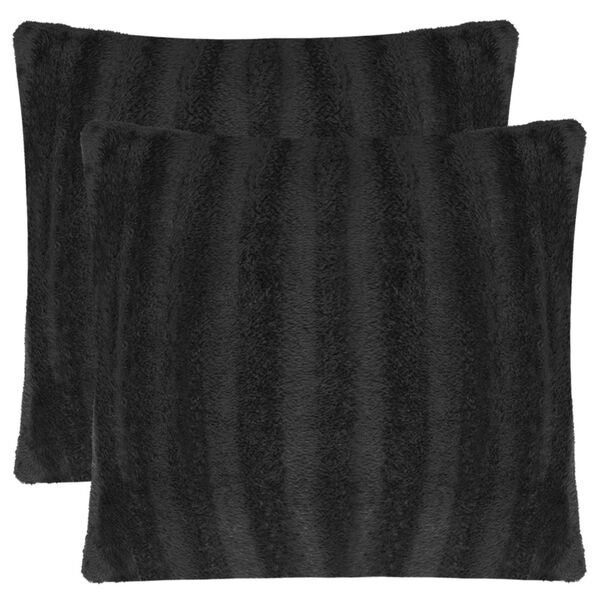 vidaXL Couverture et Coussin Plaid Ray&eacute; Noir 200 x 150 cm Polyester