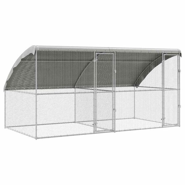 vidaXL Cage à poules Argent 400 x 200 x 198.5 cm Acier galvanisé