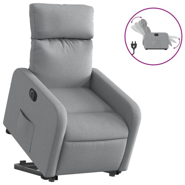 vidaXL Fauteuil inclinable &eacute;lectrique gris clair tissu
