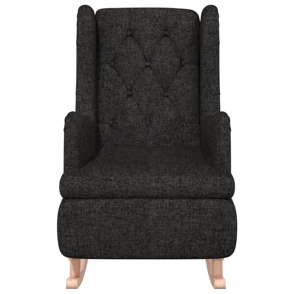 vidaXL Fauteuil avec pieds &agrave; bascule en bois d'h&eacute;v&eacute;a Noir Tissu