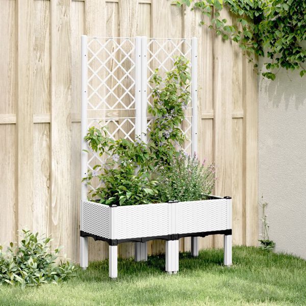 vidaXL Jardini&egrave;re avec treillis blanc 80x40x142 cm PP