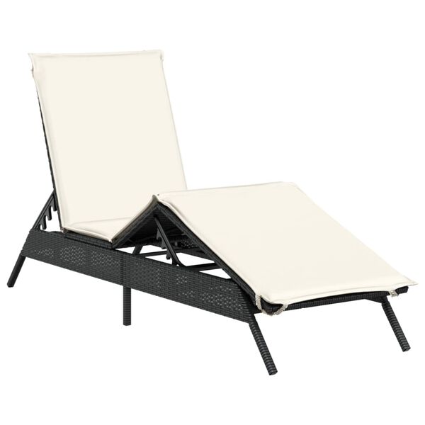 vidaXL Chaise longue avec coussin noir r&eacute;sine tress&eacute;e