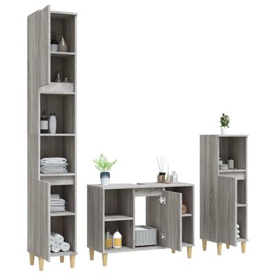 vidaXL Ensemble de meubles de salle de bain 3 pcs Sonoma gris