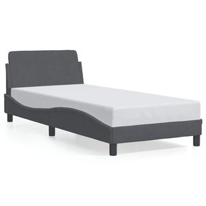 vidaXL Cadre de lit Dover Gris fonc&eacute; 90x190 cm velours