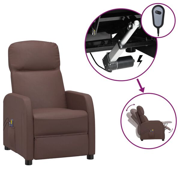 vidaXL Fauteuil de massage &eacute;lectrique Marron Similicuir