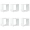 vidaXL &Eacute;tag&egrave;res cube murales 6 pcs Blanc brillant 22x15x22 cm