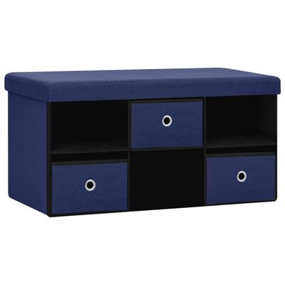 vidaXL Banc de rangement pliable Bleu 76x38x38 cm Faux lin