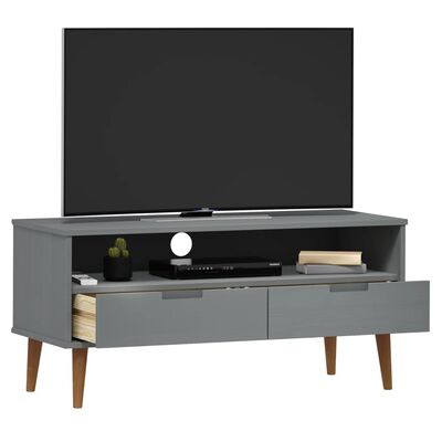 vidaXL Meuble TV MOLDE Gris 106x40x49 cm Bois de pin massif