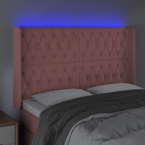 vidaXL T&ecirc;te de lit &agrave; LED Rose 147x16x118/128 cm Velours